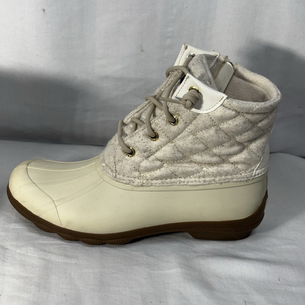 Sperry Women's Syren‎ Gulf Wool Quilt Duck Boots Waterproof Ivory Size 8 M - Picture 4 of 16
